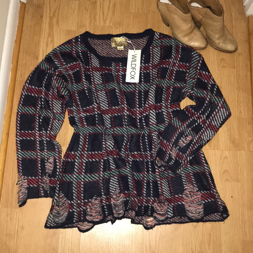 Wildfox Plaid Oversized Sweater